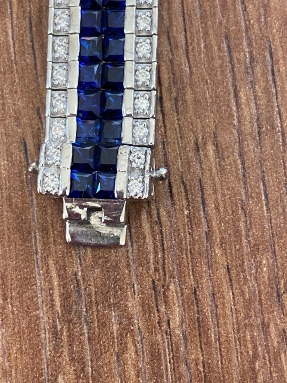 Blue and Silver Multi-Row Bracelet by Erwin Pearl - Picture 6 of 7